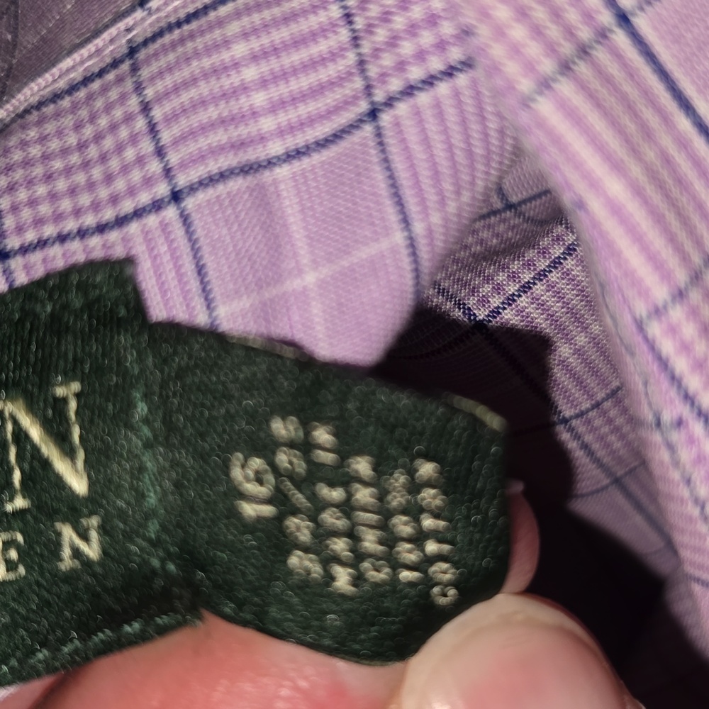 Lauren Ralph Lauren Long Sleeve Button Up Purple Gingham Check Shirt Men 16 34/5 - Picture 10 of 10